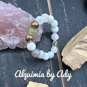 Handmade beaded lace agate  ring band